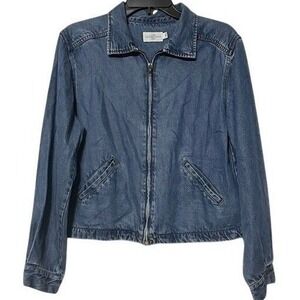 VTG‎ Nordstrom Denim Jacket Medium Womens Blue Full Zip Pockets Casual *READ*